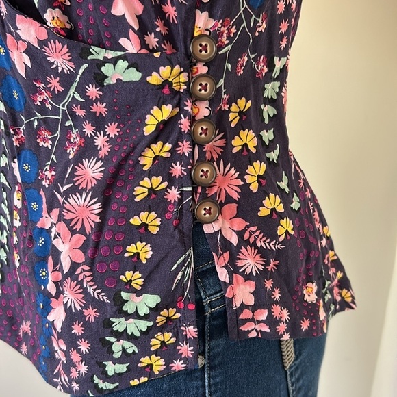 Anthropologie Meadow Rue Eldoret Floral Wrap Top Purple Size 6 - Picture 7 of 14
